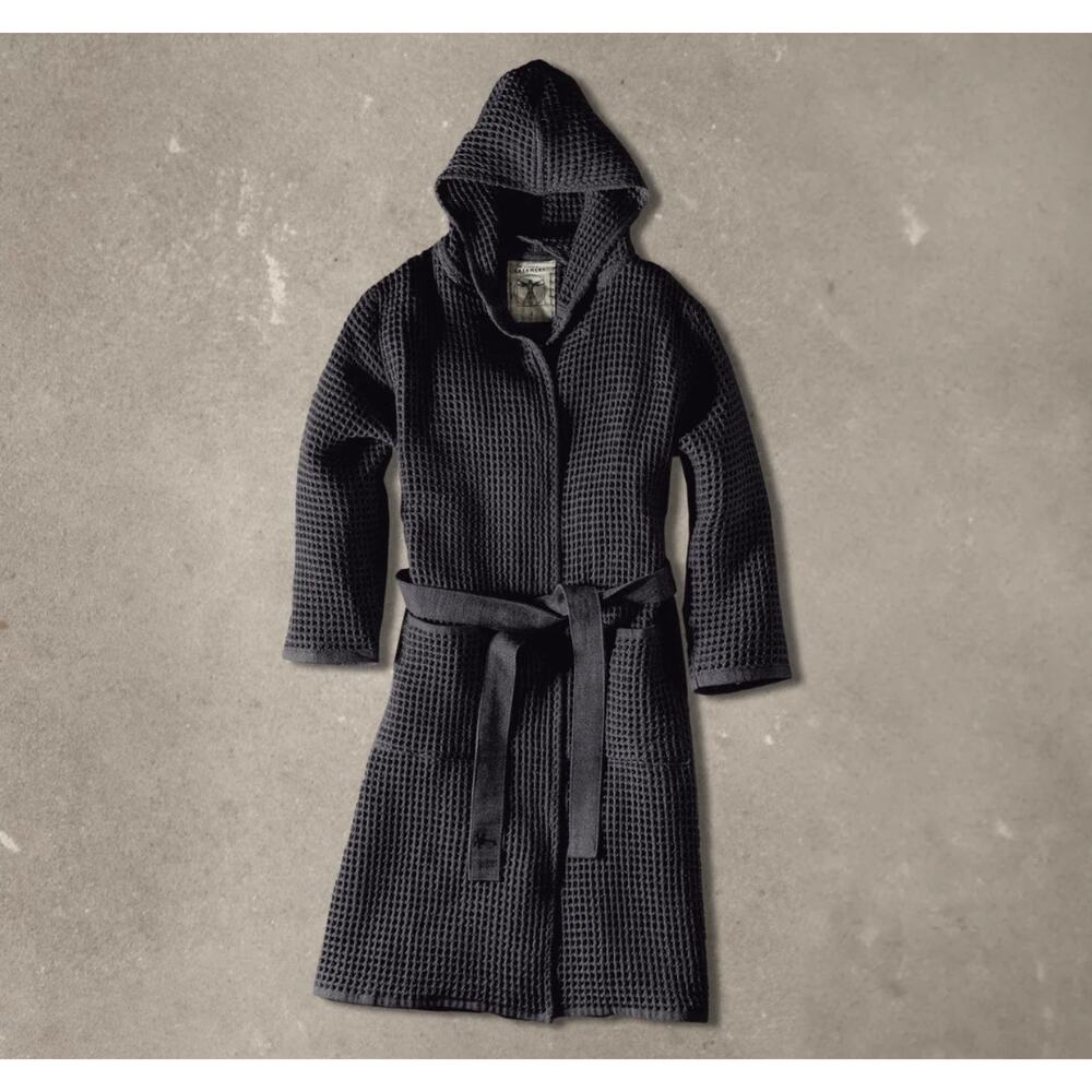 Casamera Luxury Bath Robe XL Gray Waffle Spa Hotel 100% Cotton Belted Unisex 185